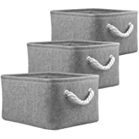 Mangata Cajas de Almacenamiento de Tela Plegable para Juguetes- hogar- Escuela- Armario- Oficina- Paquete de 3 (Gris…
